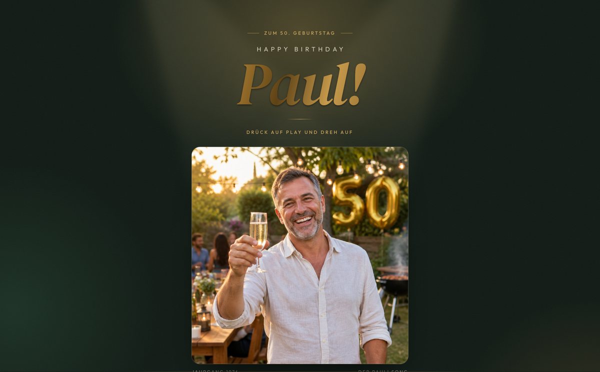 Demo-Geburtstagsseite zum 50. Geburtstag von Paul